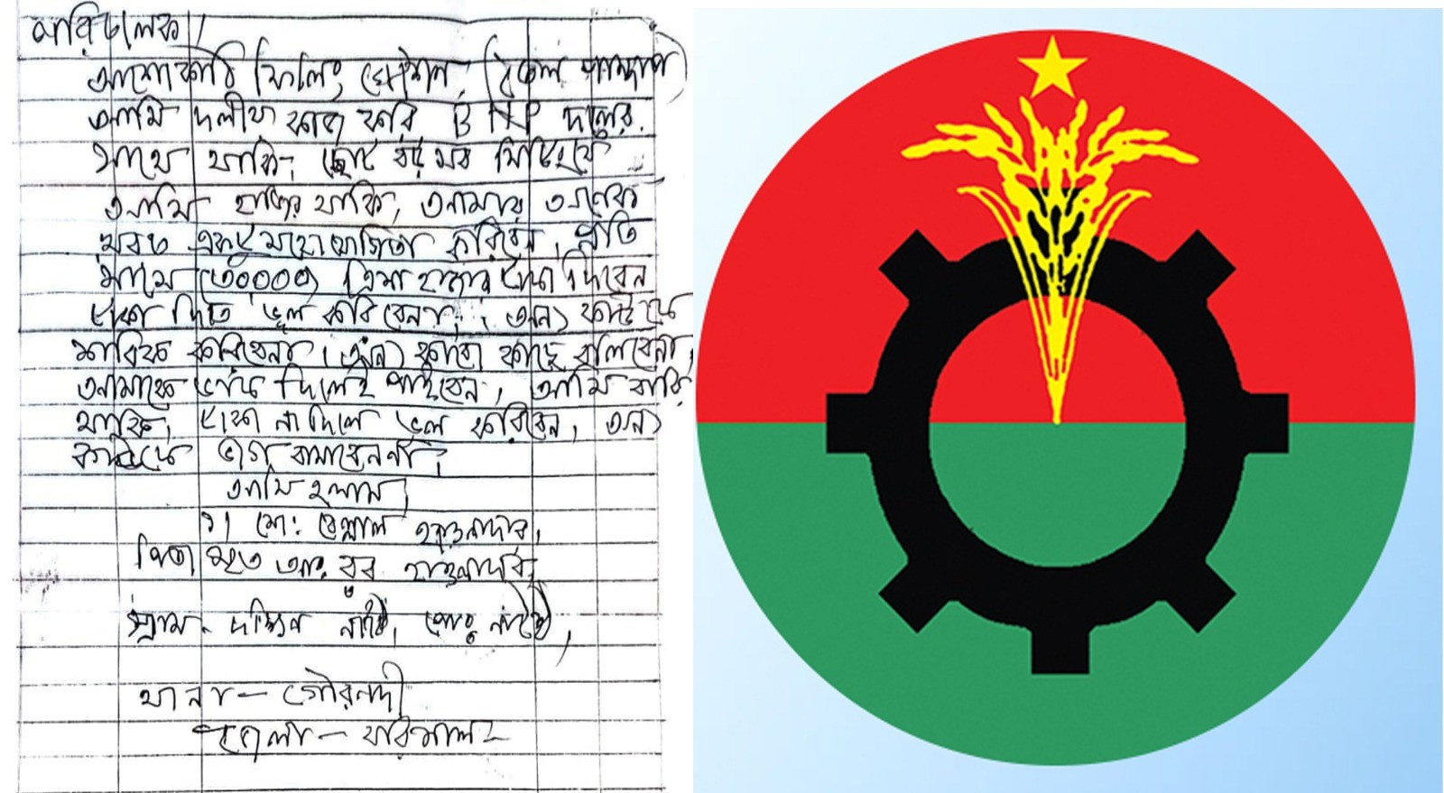 বিএনপির নাম দিয়ে চিঠি পাঠিয়ে চাঁদার দাবি