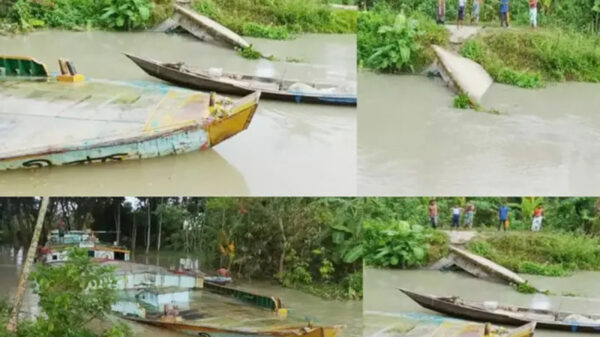 বাল্কহেডের ধাক্কায় ব্রিজ ভেঙে খালে