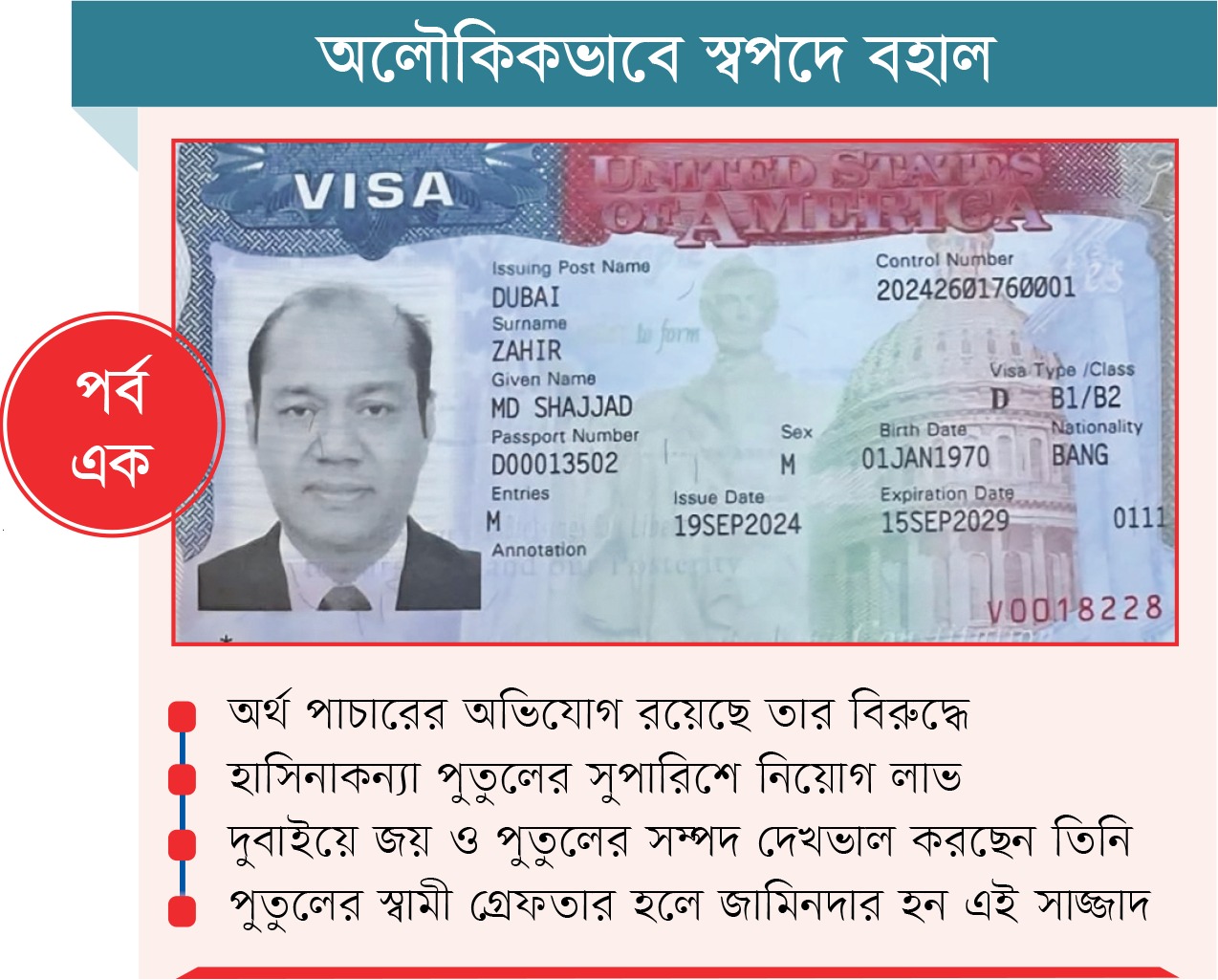 হাসিনার দোসর সাজ্জাদ দুবাই কনসুলেটে